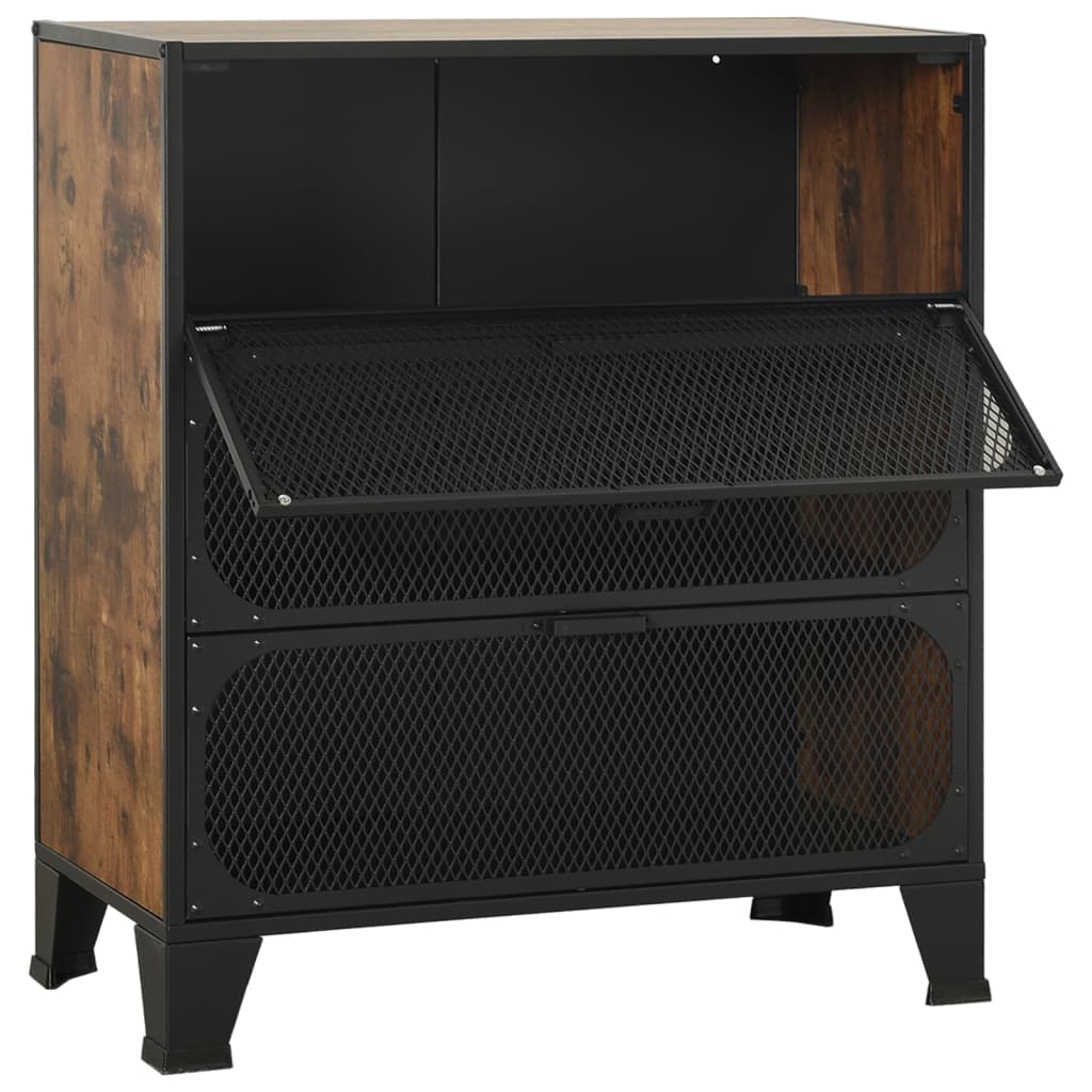 Armadietti 2 pz Marrone Rustico 72x36x82 cm Metallo e MDF | homemem39