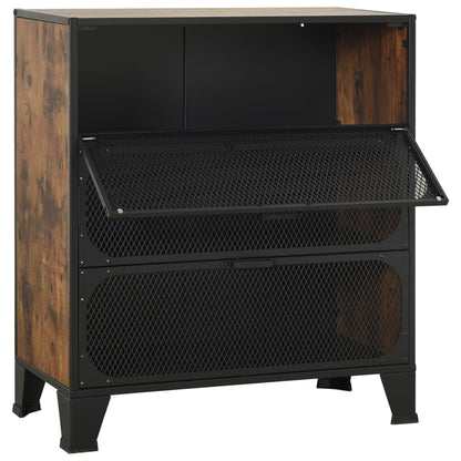 Armadietti 2 pz Marrone Rustico 72x36x82 cm Metallo e MDF | homemem39
