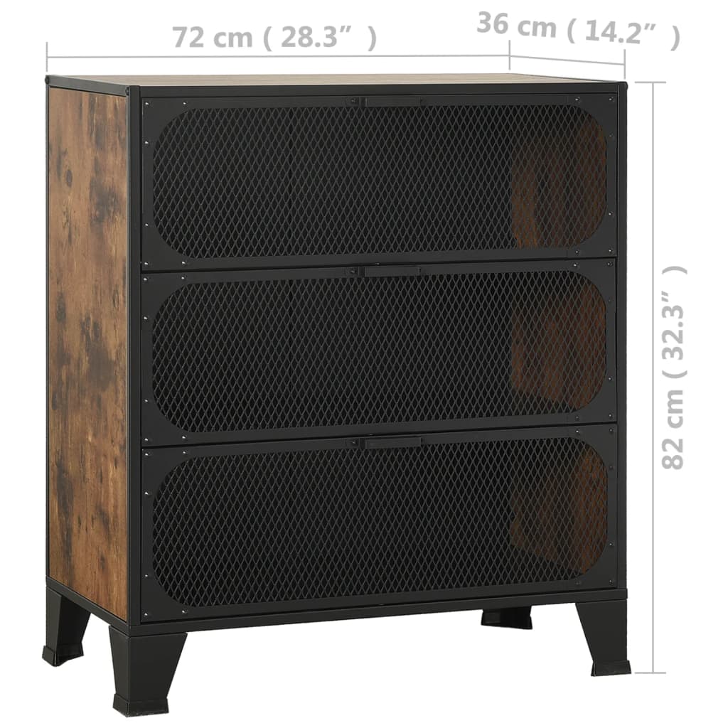 Armadietti 2 pz Marrone Rustico 72x36x82 cm Metallo e MDF | homemem39