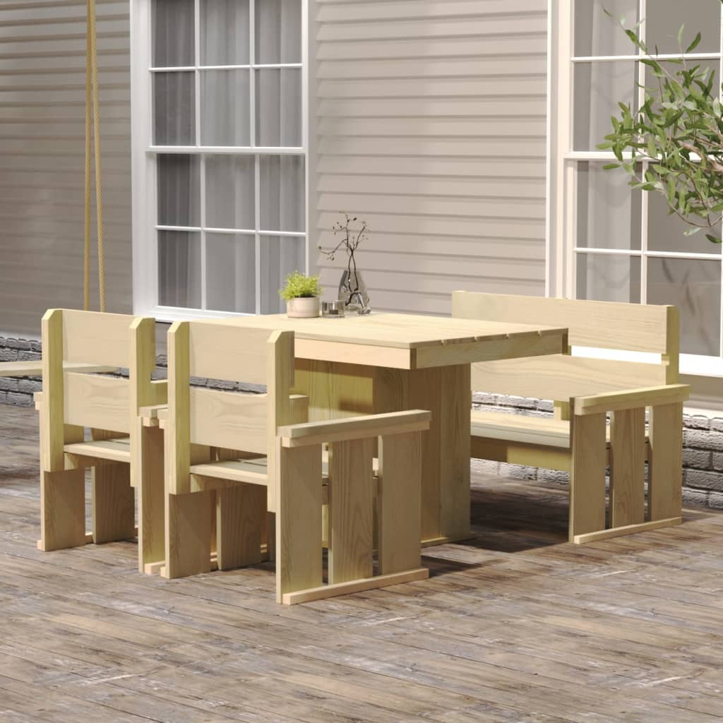 Set da Pranzo da Giardino 4 pz in Legno di Pino Impregnato