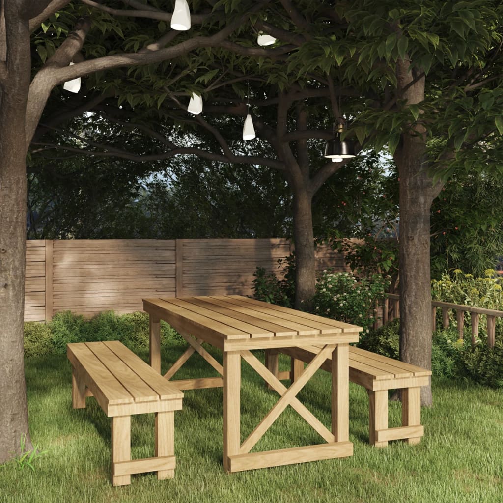 Set da Pranzo da Giardino 3 pz in Legno di Pino Impregnato