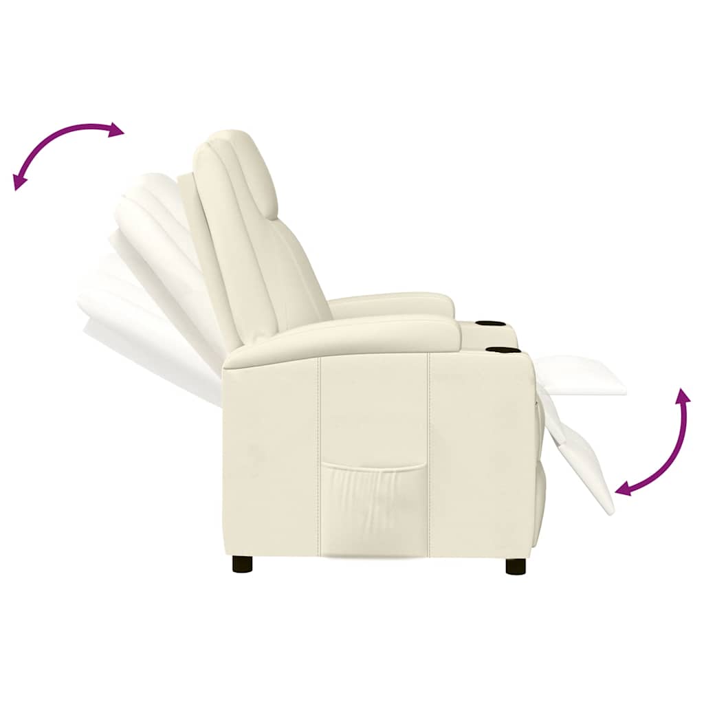 Poltrona Reclinabile Bianco Crema in Similpelle