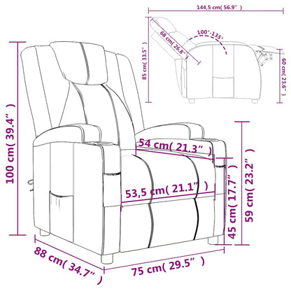 Poltrona Reclinabile Marrone in Similpelle
