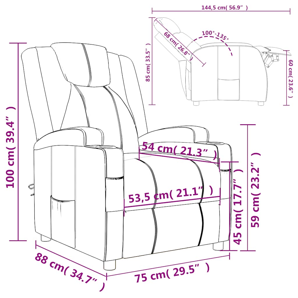 Poltrona Reclinabile Cappuccino in Similpelle