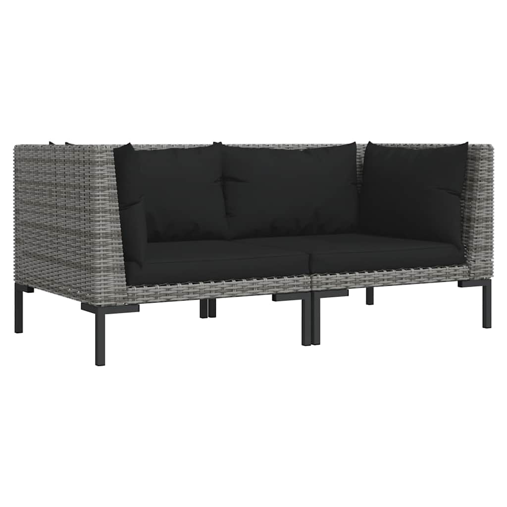 Divani da Giardino 2pz con Cuscini in Polyrattan Mezzo Tondo | homemem39