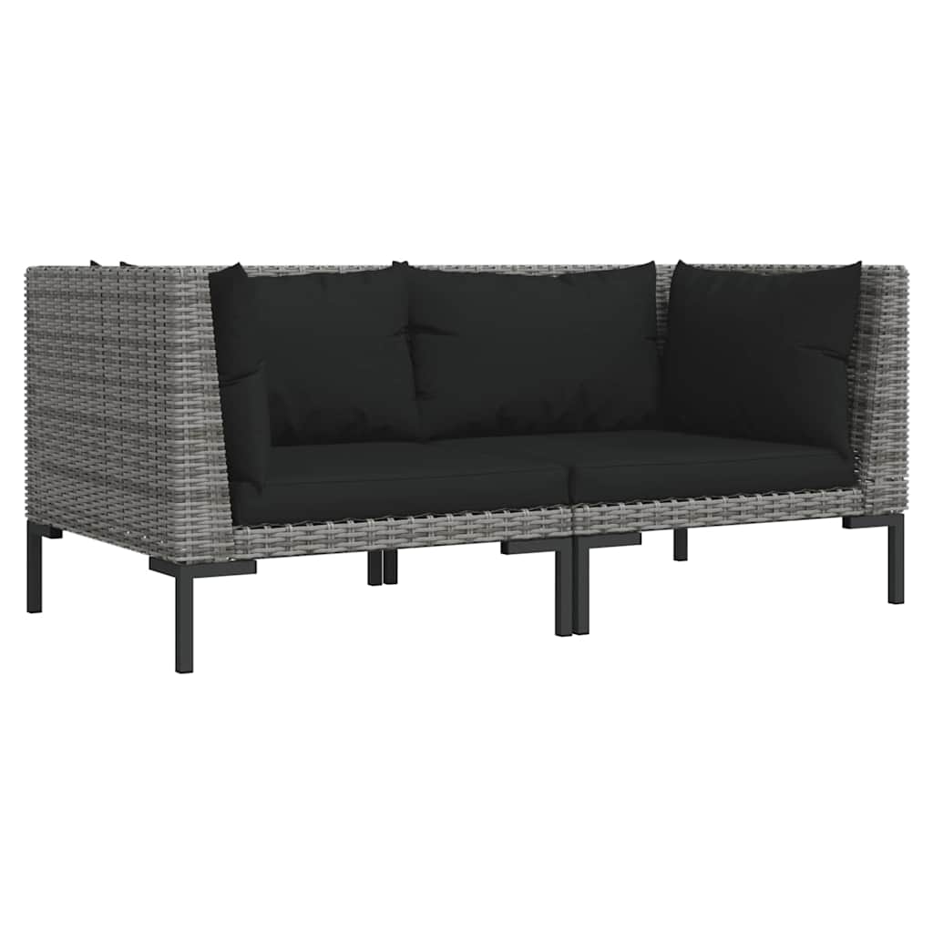 Divani da Giardino 2pz con Cuscini in Polyrattan Mezzo Tondo