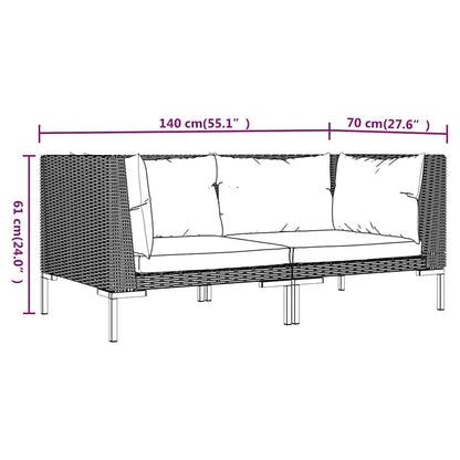 Divani da Giardino 2pz con Cuscini in Polyrattan Mezzo Tondo