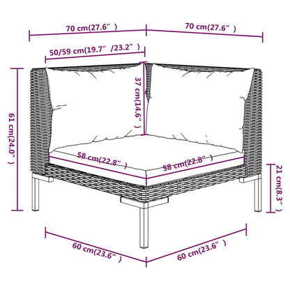 Divani da Giardino 2pz con Cuscini in Polyrattan Mezzo Tondo | homemem39