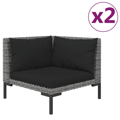 Set Divani da Giardino 3 pz Grigio Scuro Polyrattan Mezzo Tondo | homemem39