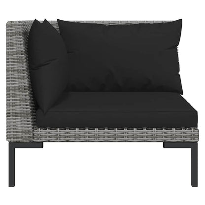 Set Divani da Giardino 3 pz Grigio Scuro Polyrattan Mezzo Tondo | homemem39