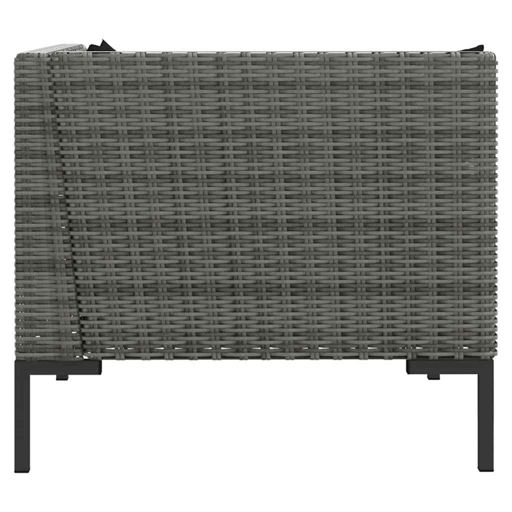 Set Divani da Giardino 3 pz Grigio Scuro Polyrattan Mezzo Tondo | homemem39