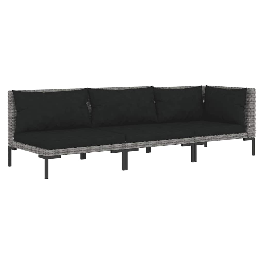 Set Divani da Giardino 3 pz Grigio Scuro Polyrattan Mezzo Tondo | homemem39