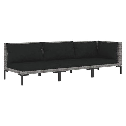 Set Divani da Giardino 3 pz Grigio Scuro Polyrattan Mezzo Tondo | homemem39