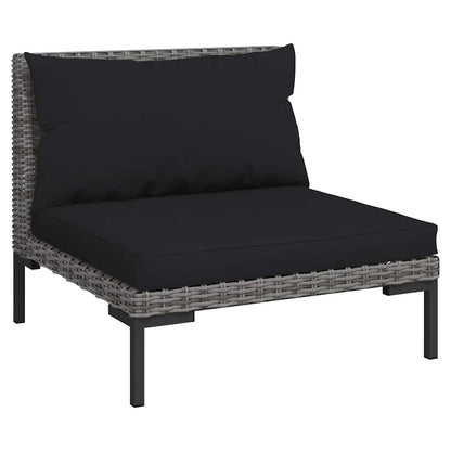 Set Divani da Giardino 3 pz Grigio Scuro Polyrattan Mezzo Tondo | homemem39