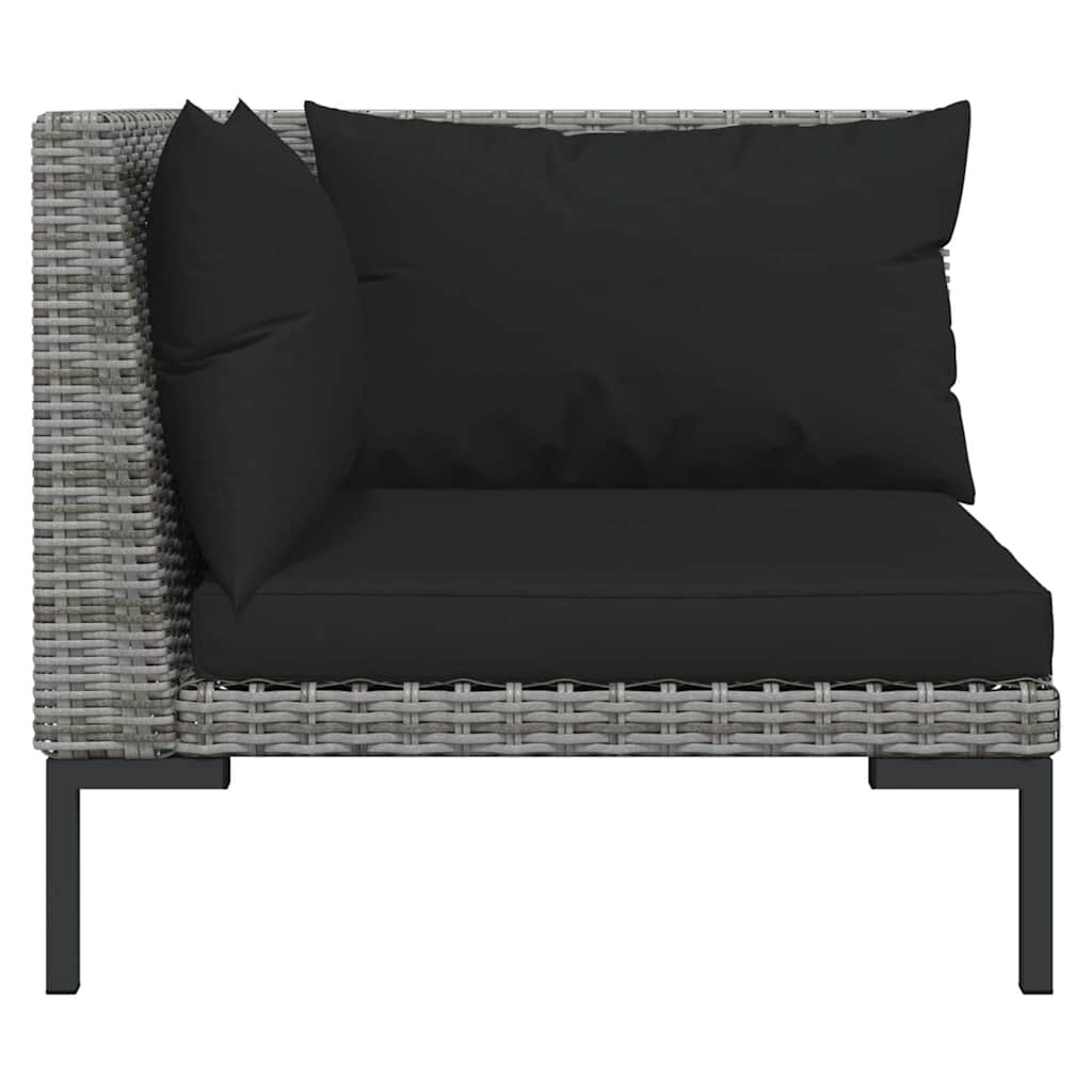 Set Divani da Giardino 3 pz Grigio Scuro Polyrattan Mezzo Tondo | homemem39