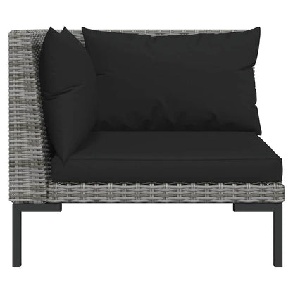 Set Divani da Giardino 3 pz Grigio Scuro Polyrattan Mezzo Tondo | homemem39
