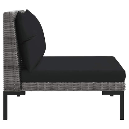 Set Divani da Giardino 3 pz Grigio Scuro Polyrattan Mezzo Tondo | homemem39