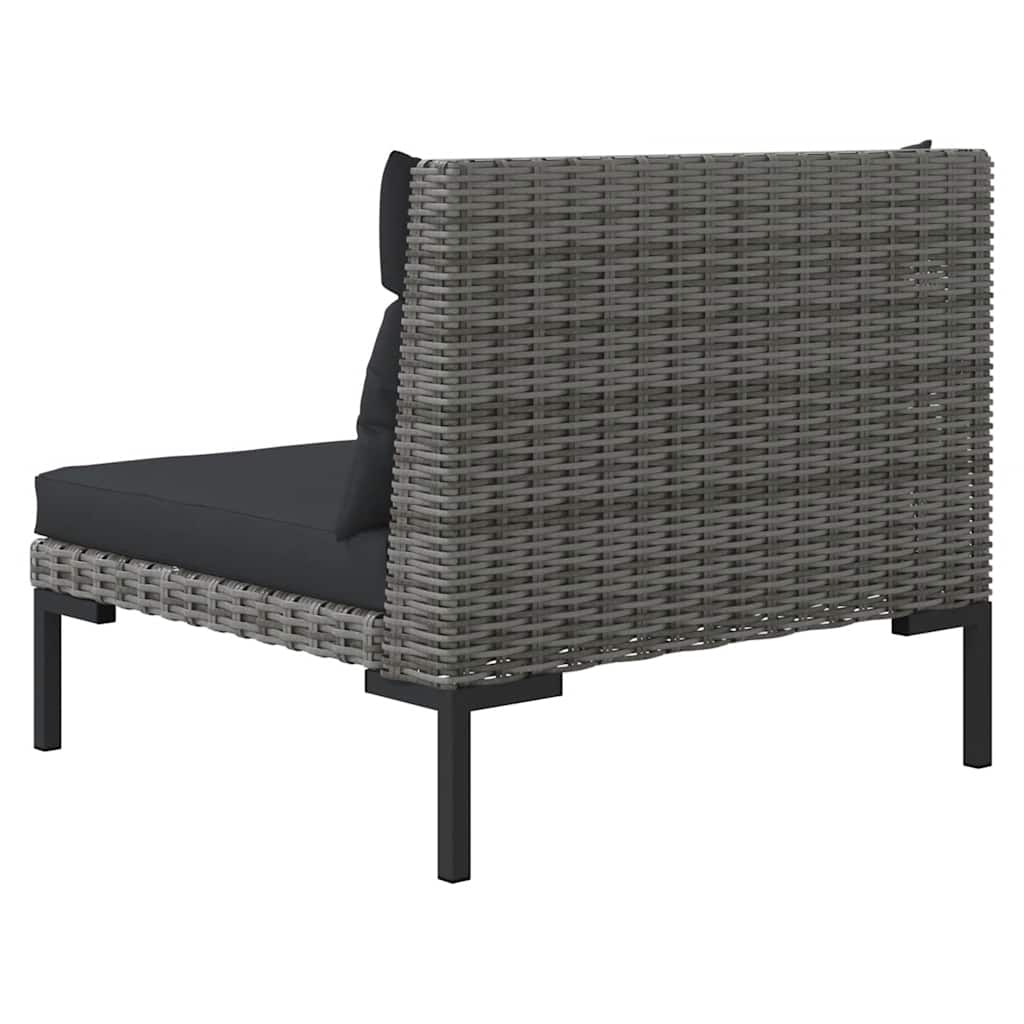 Set Divani da Giardino 3 pz Grigio Scuro Polyrattan Mezzo Tondo | homemem39