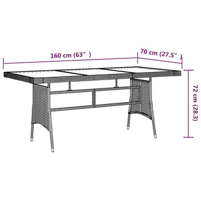 Tavolo Giardino Grigio 160x70x72cm Polyrattan e Massello Acacia | homemem39