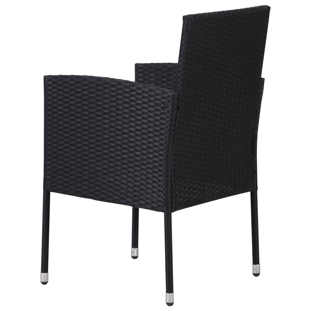 Sedie da Giardino con Cuscini Bianco Crema 2pz Nere Polyrattan