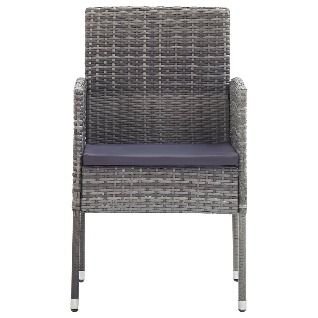 Sedie Giardino con Cuscini Grigio Scuro 2 pz Grigie Polyrattan