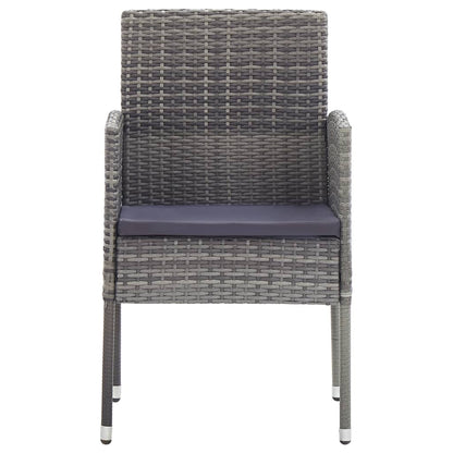 Sedie Giardino con Cuscini Grigio Scuro 2 pz Grigie Polyrattan