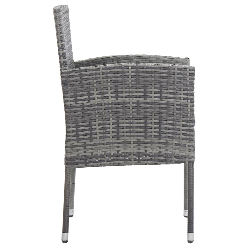 Sedie Giardino con Cuscini Grigio Scuro 2 pz Grigie Polyrattan