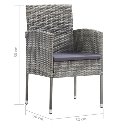 Sedie Giardino con Cuscini Grigio Scuro 2 pz Grigie Polyrattan