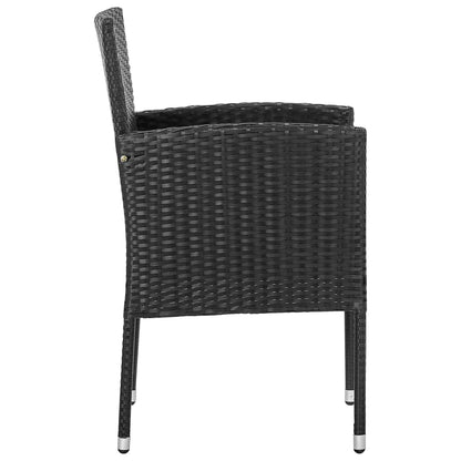 Sedie da Giardino con Cuscini Neri 4 pz Nere in Polyrattan