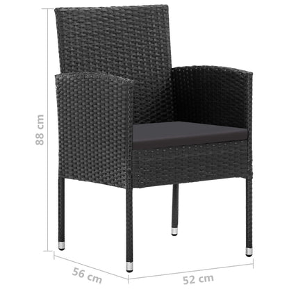 Sedie da Giardino con Cuscini Neri 4 pz Nere in Polyrattan