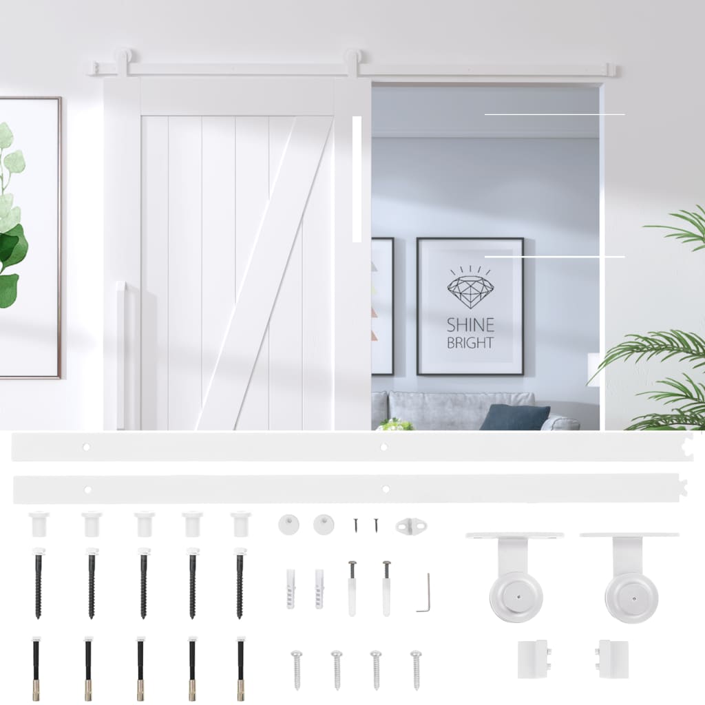 Accessory Kit for Sliding Door 200 cm in White Steel