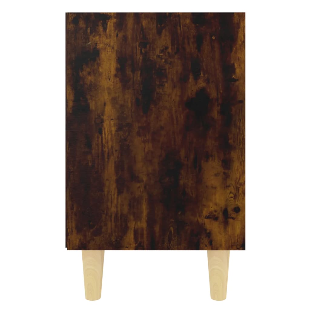 Comodini con Gambe in Legno Massello 2pz Rovere Fumo 40x30x50cm | homemem39