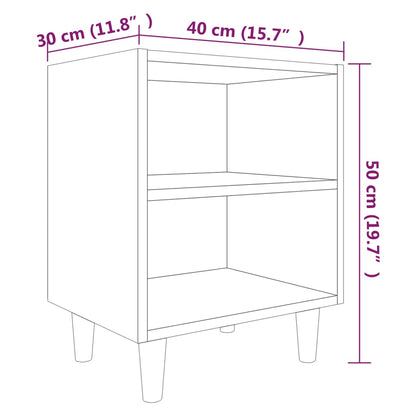 Comodini con Gambe in Legno Massello 2pz Rovere Fumo 40x30x50cm | homemem39