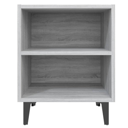 Comodino con Gambe in Metallo Grigio Sonoma 40x30x50 cm