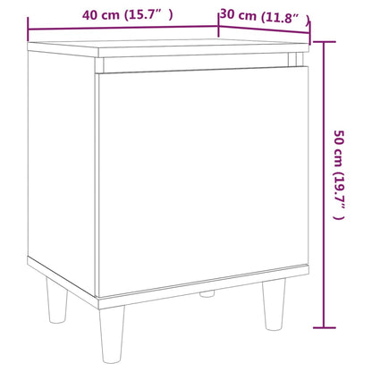 Comodini con Gambe in Legno Massello 2pz Rovere Fumo 40x30x50cm - homemem39