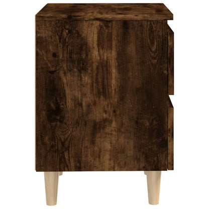 Comodino con Gambe in Legno Massello Rovere Fumo 40x35x50 cm - homemem39