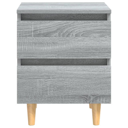 Comodino con Gambe in Legno Massello Grigio Sonoma 40x30x50 cm