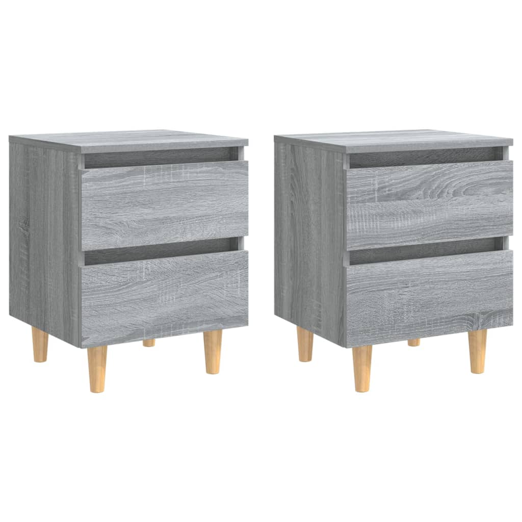 Comodini Gambe in Legno Massello 2 pz Grigio Sonoma 40x30x50 cm - homemem39