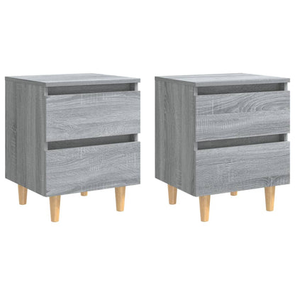 Comodini Gambe in Legno Massello 2 pz Grigio Sonoma 40x30x50 cm - homemem39