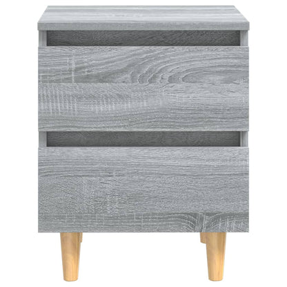 Comodini Gambe in Legno Massello 2 pz Grigio Sonoma 40x30x50 cm - homemem39