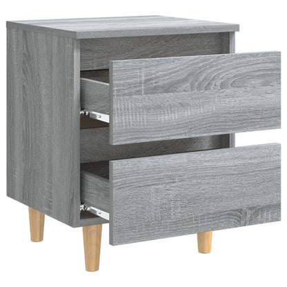 Comodini Gambe in Legno Massello 2 pz Grigio Sonoma 40x30x50 cm - homemem39