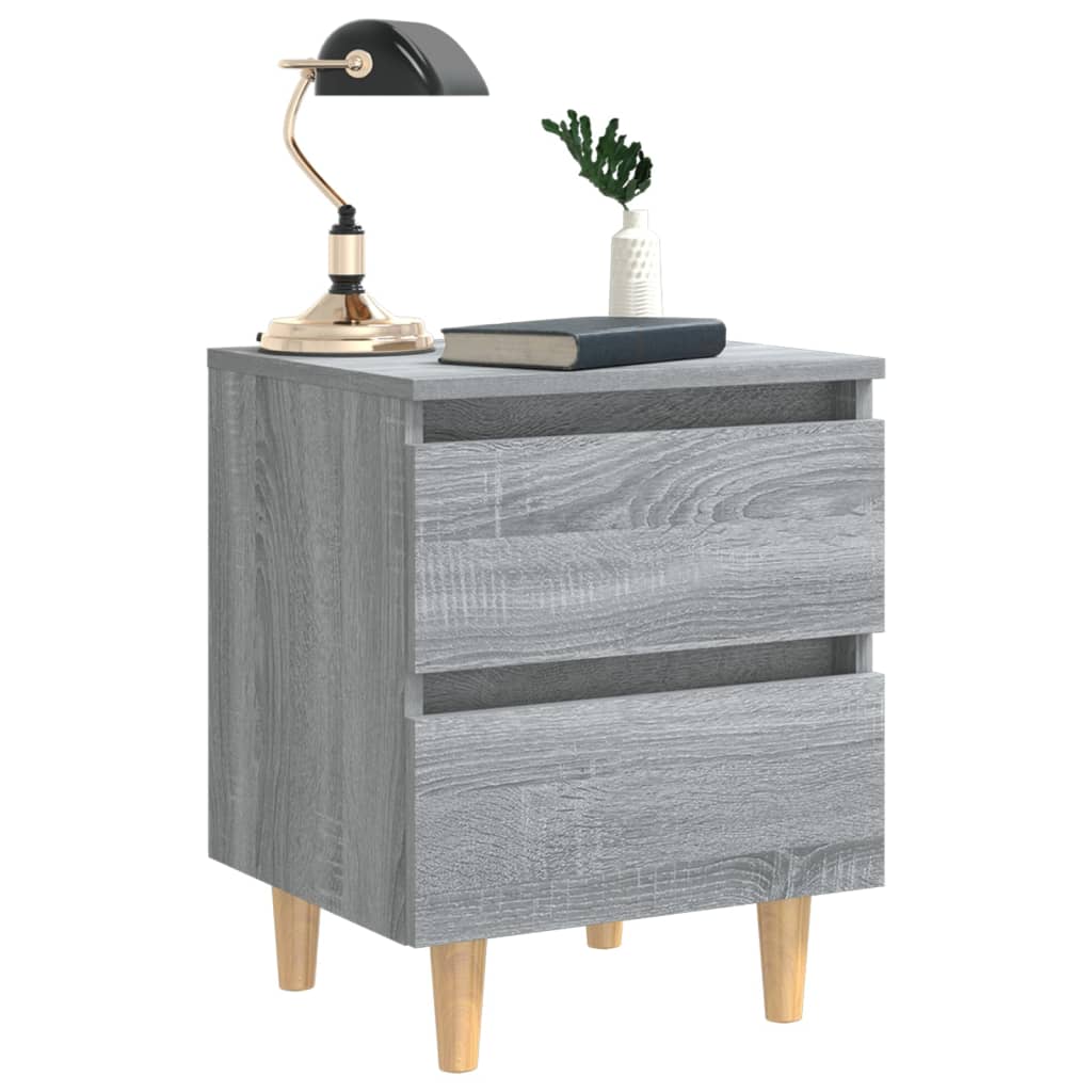 Comodini Gambe in Legno Massello 2 pz Grigio Sonoma 40x30x50 cm - homemem39
