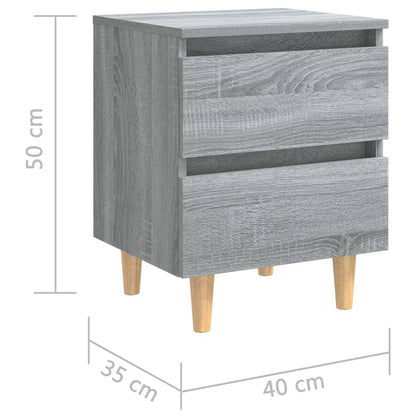 Comodini Gambe in Legno Massello 2 pz Grigio Sonoma 40x30x50 cm - homemem39