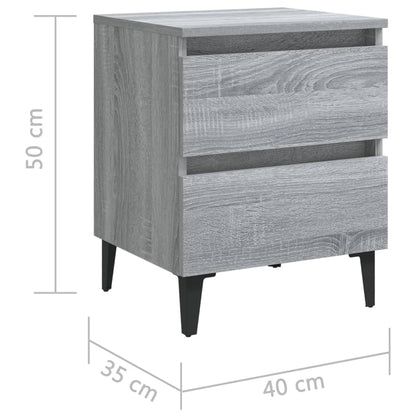 Comodino con Gambe in Metallo Grigio Sonoma 40x35x50 cm - homemem39