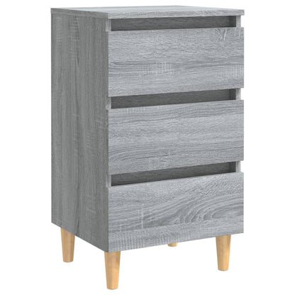 Comodino con Gambe in Legno Massello Grigio Sonoma 40x35x69 cm - homemem39