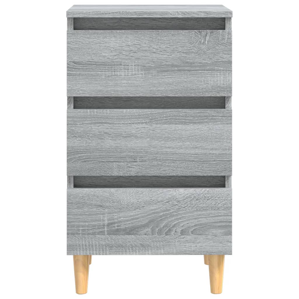 Comodino con Gambe in Legno Massello Grigio Sonoma 40x35x69 cm - homemem39