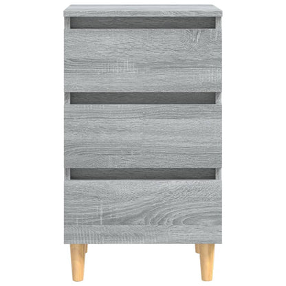 Comodino con Gambe in Legno Massello Grigio Sonoma 40x35x69 cm - homemem39
