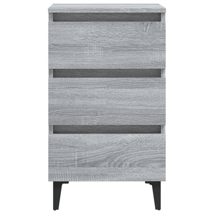 Comodino con Gambe in Metallo Grigio Sonoma 40x35x69 cm - homemem39