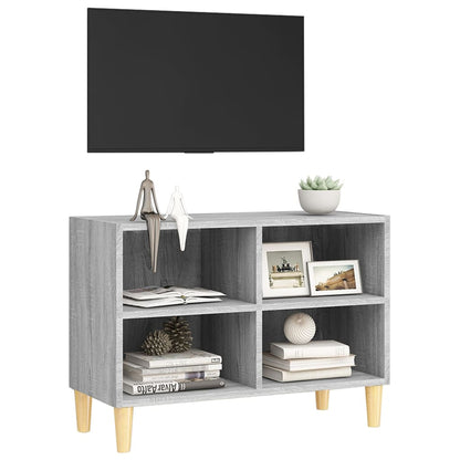 Mobile TV Gambe in Legno Massello Grigio Sonoma 69,5x30x50 cm - homemem39