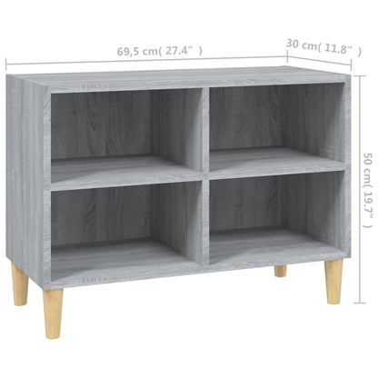 Mobile TV Gambe in Legno Massello Grigio Sonoma 69,5x30x50 cm - homemem39